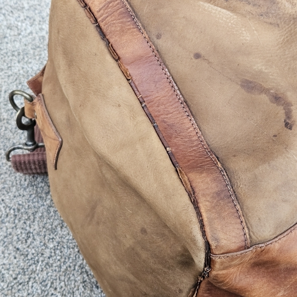 Vintage J CREW Oarsman Rugged Leather Weekender Bag Large Travel Duffle Worn - Picture 8 of 16